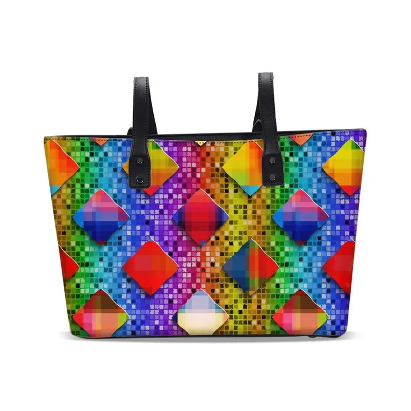 

VEEVANV Brand Design Women Bags Fashion Large Capacity Bucket Tote Bag Waterproof PU Leather Rainbow 3D Printing Messenger Bags