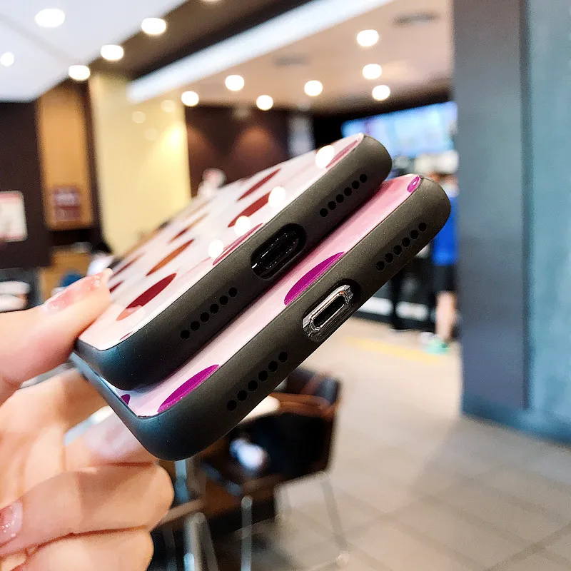 PEIPENG For iPhone 7 7Plus 6 6S 6Plus 8 8Plus X XR XS Max TPU  Luxury fashion retro Wave point mirror Anti-fall Phone case07