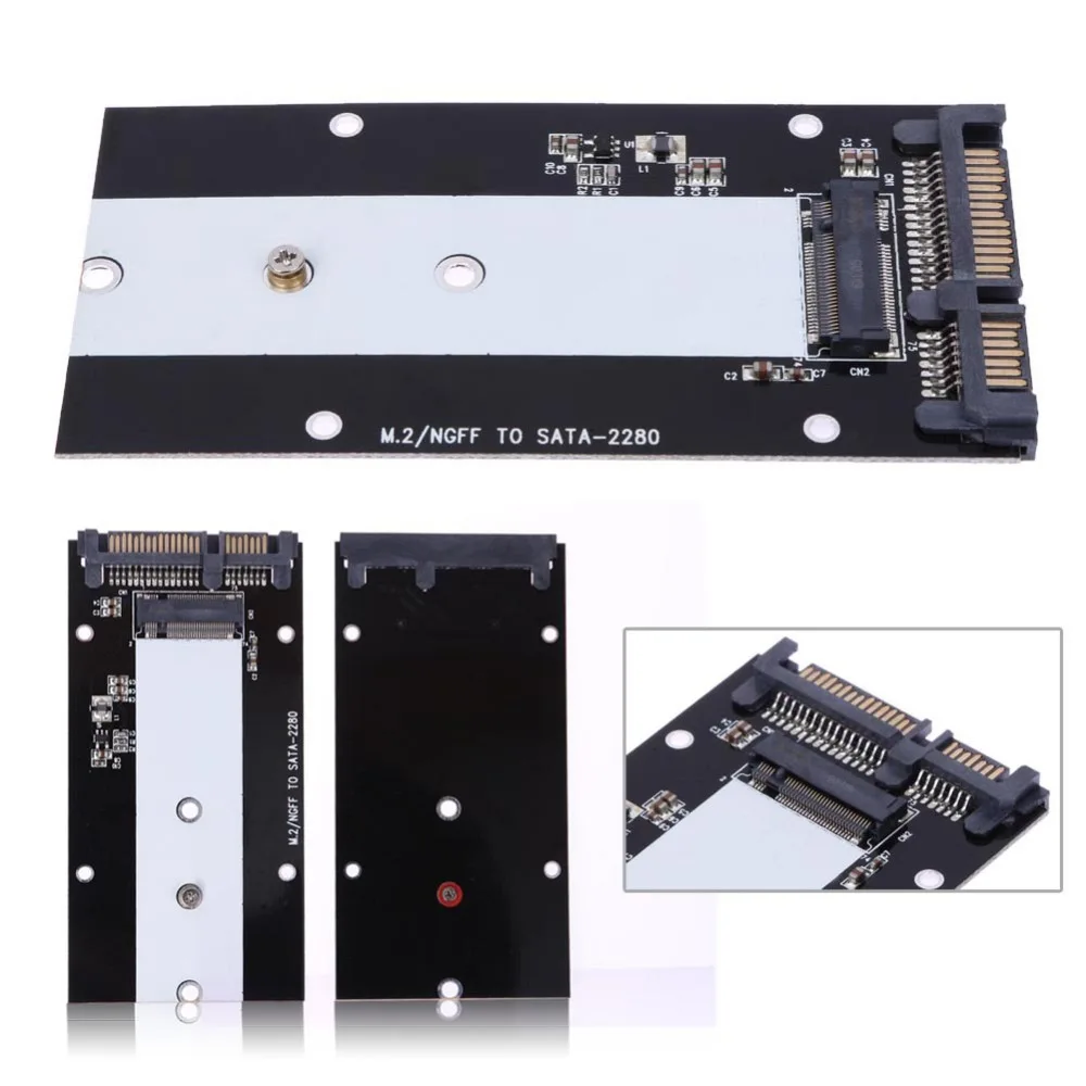 Ключ B M.2 NGFF SSD на SATA 2," 7+ 15 22 Pin адаптер для ADATA 2230 2242 2260 2280 для настольного компьютера 98x49x5 мм
