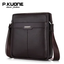 P . kuone shoulder bag genuine leather male messenger bag business bag first layer of cowhide man bag Men genuine leather bag 2018 rivet genuine leather women s small messenger bag mini flap bag first layer cowhide one shoulder cross body quality bag