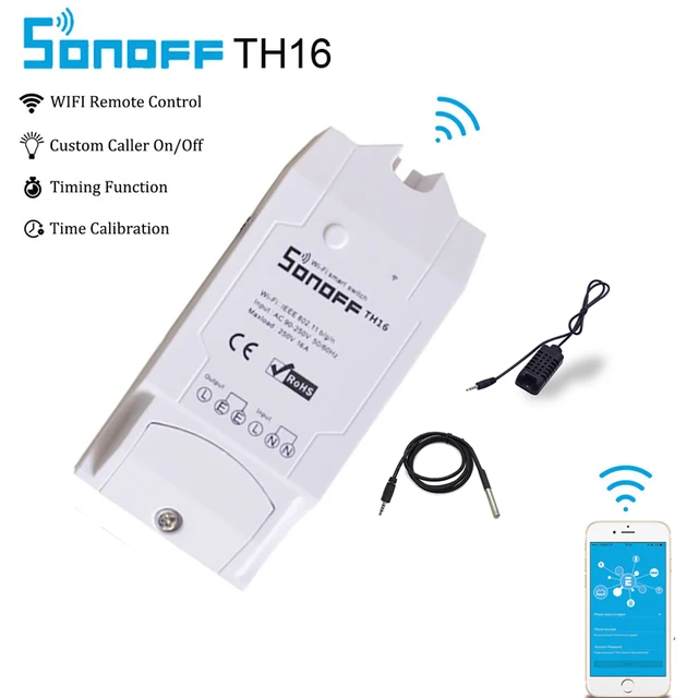 Sonoff TH16 Smart Wifi Switch Monitoring Temperature Humidity Wifi Smart Switch Home Automation Kit Works With Alexa Google Home