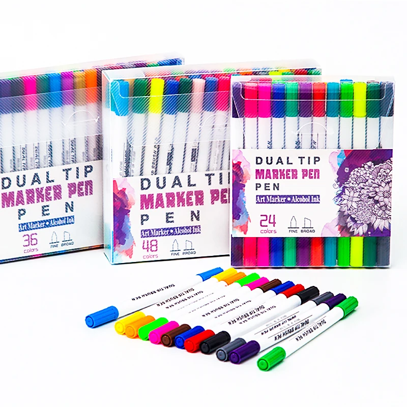Dual Tips Permanent Alcohol Ink Marker Pens Art Markers Dual head