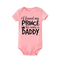 I found цена his name is daddy print новорожденный боди menino комбинезоны для девочек Одежда для маленьких девочек Roupas Bebe vestiti bambina