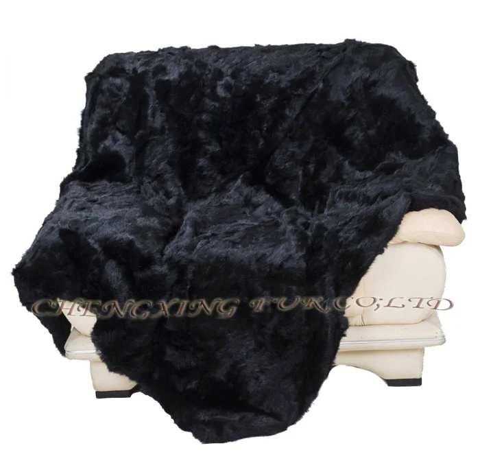 CX-D-37 ручной работы красочные зимние теплые Tappeto натуральный кролик меховой ковер для продажи пледы одеяла - Цвет: Черный