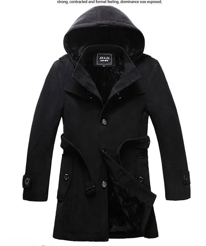Noir Plus Coupe Manteau Mode Poitrine Casual Pour Veste À Tranchée 2017 Manteaux vent gris Hiver Hommes Long Unique La Taille Capuchon Bussiness 4xl qq61pr