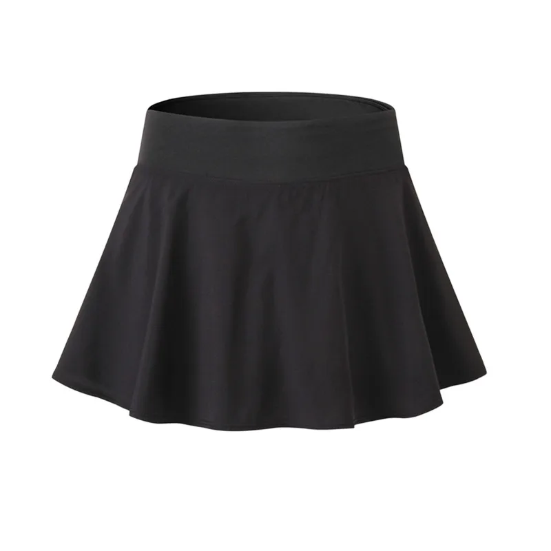 

Women's Elastic Quick-Dry tennis skirts Solid anti-lighting fake two-piece A-line skirt Running fitness lined short skirt