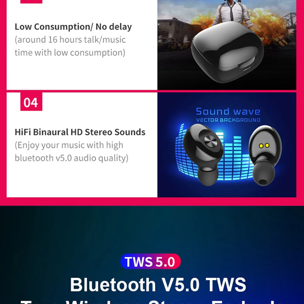 TWS XG12 Наушники Беспроводные Bluetooth 5,0 шумоподавление HD стерео IPX5 Wterproof игровые гарнитуры с микрофоном для телефона Bluetooth