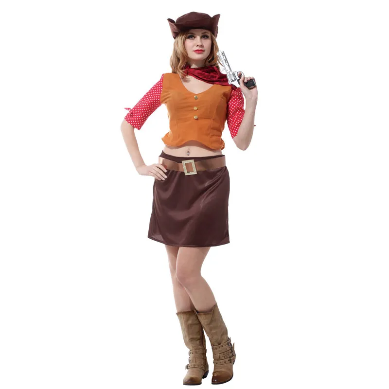 

Cowgirl Cosplay Purim San Fermin Halloween cowboy Costumes for Woman fantasia feminina Carnival Stage performance play dress