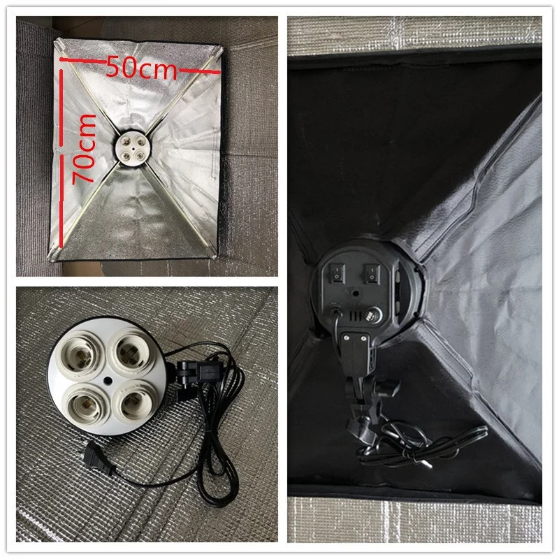 Preise Euro Typ Stecker E27 4in1 Basis Sockel Licht Lampe Birne Halter Adapter für Foto Studio kit Mit 50x70 faltbare Softbox fotografie