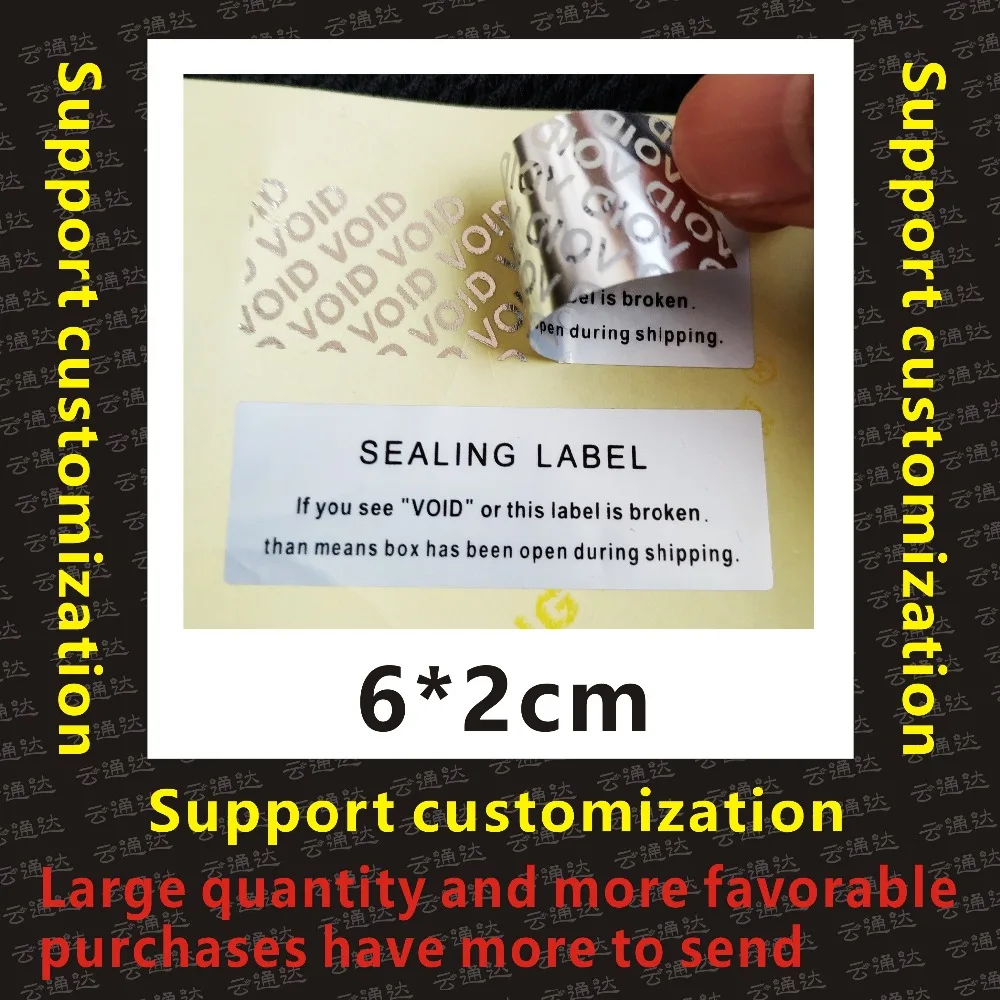 100pcs Free shipping Product labels security packing seals Silver VOID OPEN seals warranty VOID tamper evident sticker 60*20mm