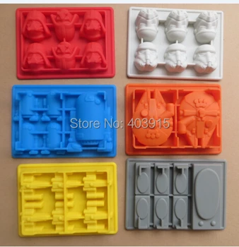 

6 designs Silicone Star Wars Darth Vader Storm Trooper R2D2 Falcon X-Wing Hans Solo Mold Ice Cube Tray Chocolate Fondant
