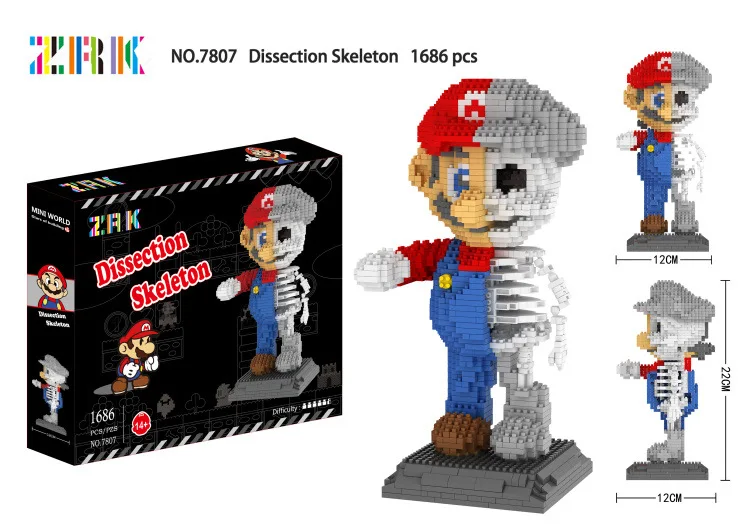 ZRK 7807 Mary Super Mario Bros Brothers мини блоки brick Heads фигурка игрушки для детей 6+ лет 1686 шт