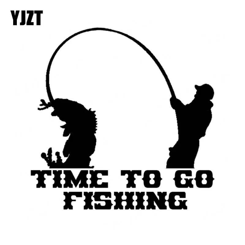 YJZT 14.7cm*14.7cm TIME TO GO FISHING Fun Vinyl Car-styling Car Window Sticker Decals Black Silver C11-0215 | Автомобили и