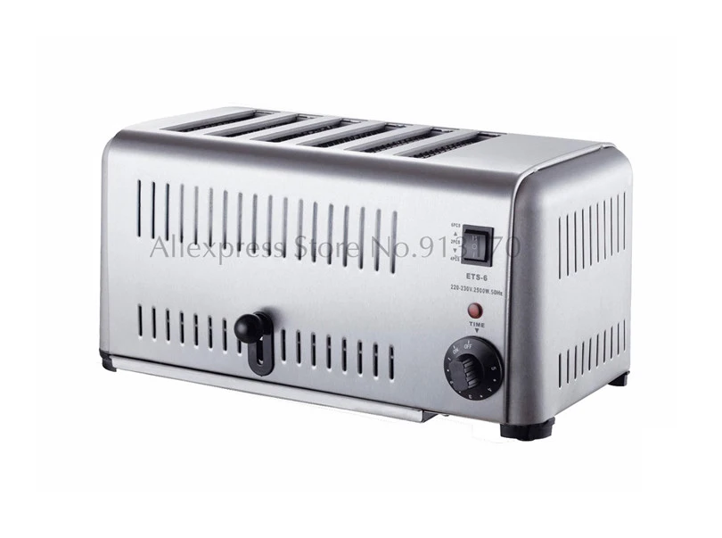 Electric Kitchen Toaster 6 Slice Stainless Steel Commercial Bread Oven