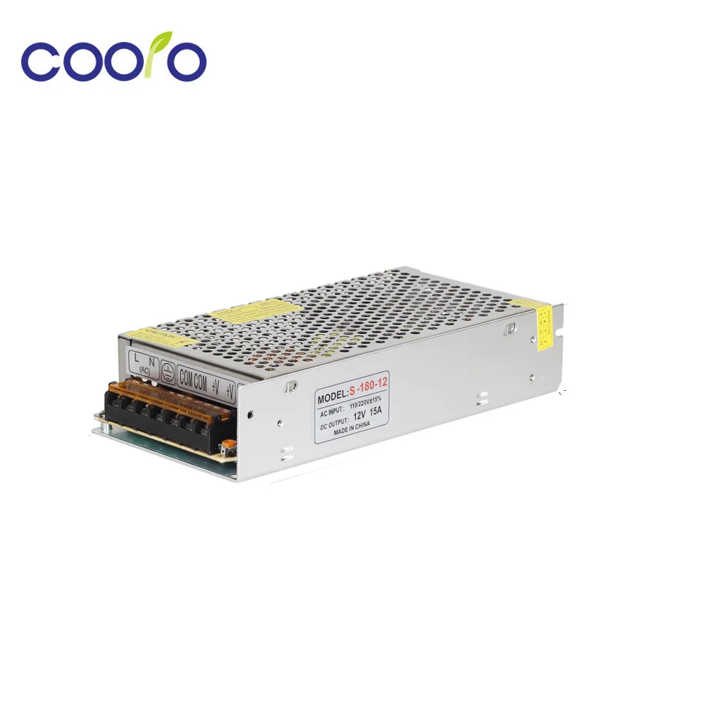 

12V 15A 180W 110V-220V Lighting Transformers high quality safe Driver for LED strip 5050 5730 power supply,Free shipping