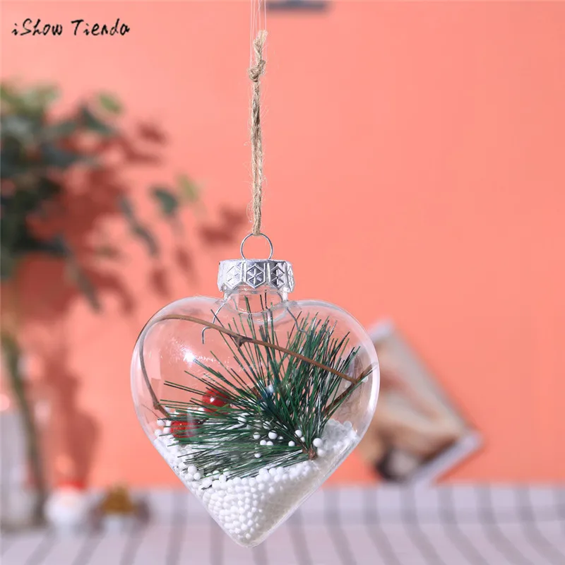 ISHOWTIENDA, новинка, Новогоднее украшение, кулон в форме сердца, Рождественская елка, подвесное украшение для дома, маленький шар, рождественские товары - Цвет: A