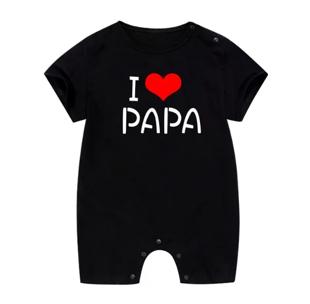 Мультфильм I Love PAPA MAMA» летние хлопковые для маленьких мальчиков девочек Дети младенческой комбинезон с короткими рукавами костюм Близнецы