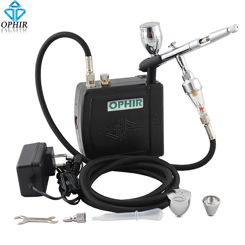 

OPHIR 0.5mm Dual-Action Airbrush Kit with Mini Air Compressor for Cake Decorating Airbrush Cake Tools _AC003B+AC006+AC011