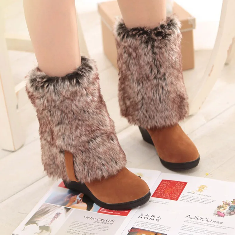 Imitation Rabbit Fur Autumn New Cotton Shoes High Boots Girls Warm ...