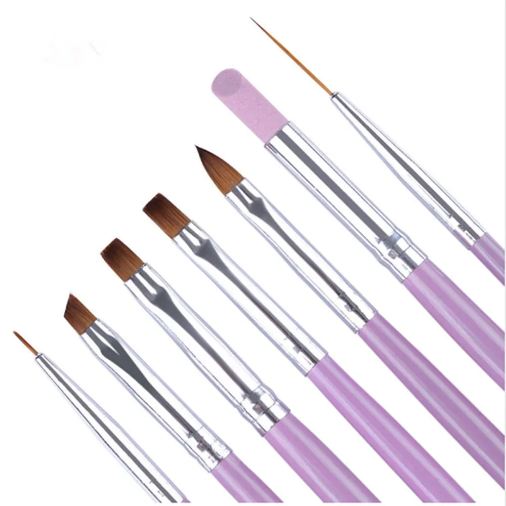 7Pcs High Quality Professional Acrylic Liquid For Nail Acrylic Nail Art Pen Tips UV Builder Gel Painting Brush Manicure Set Hot