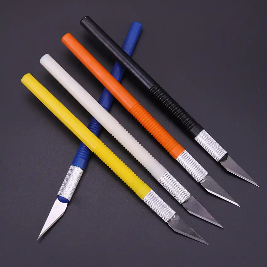 1 Set Metal Handle Scalpel Blade Knife Wood Paper Cutter Craft Pen