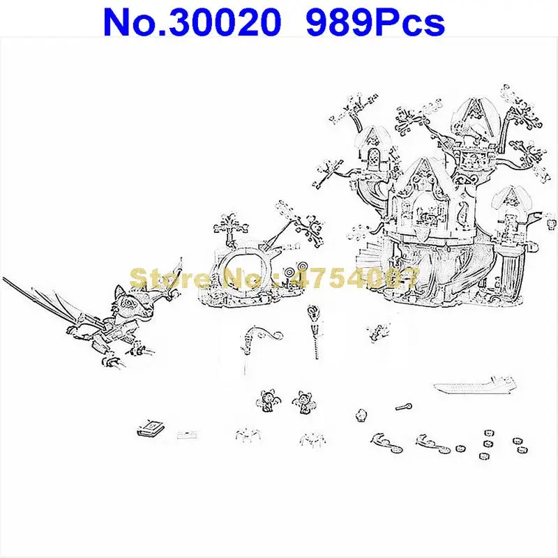 

989pcs girls elf star tree bat attack 3 figures building blocks 41196 Toy