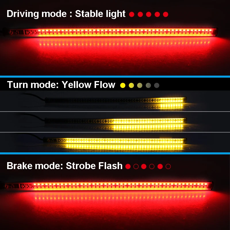 YCCPAUTO двойной Цвет Светодиодные ленты светильник s Водонепроницаемый течет Автомобильная лампочка сигнала поворота Стоп-сигнал светильник бар красный+ желтый 22/32 см 12V