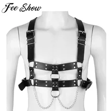 Сексуальные женские черные кожаные Harnais Homme мужские ремни Связывание наряд Грудь Жгут панк Клетка Ремень регулируемые пряжки ремни