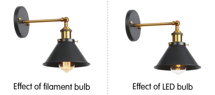 IWHD черный ретро Винтаж Настенные светильники Спальня Гостиная Лофт промышленных антикварной Edison светодиодный бра домашнего освещения