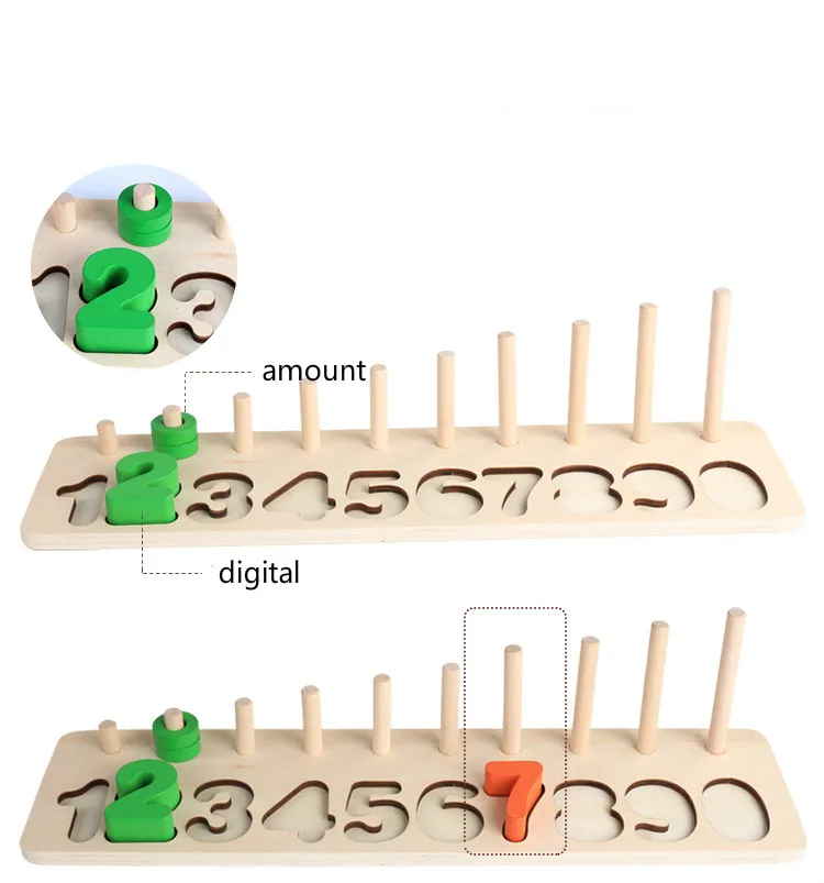 Игрушка montessori раннего образования Форма цифровой логарифмическая доска деревянный спаривание познавательная арифметики игрушки для детей головоломки