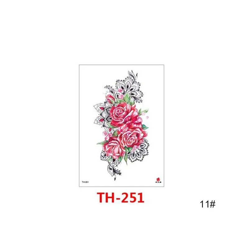 Сексуальные водостойкие татуировки наклейки бикини татуировки и боди-арт цветок роза татуировки Поддельные Водные Переводные татуировки Временные татуировки ноги руки - Цвет: TH-251