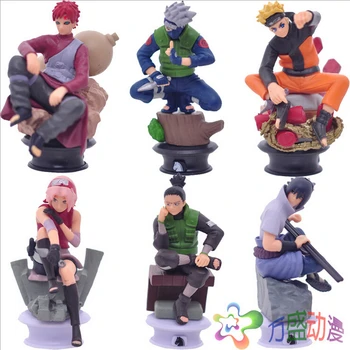 

6pcs/set Naruto Uzumaki Naruto Kakashi Chess Sasuke Gaara Action Figures Anime PVC brinquedos Collection Figures toys