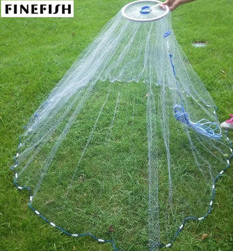 Finefish Cast Nets 2.4M 4.8M with Iron Sinker USA Style Catch Fishing