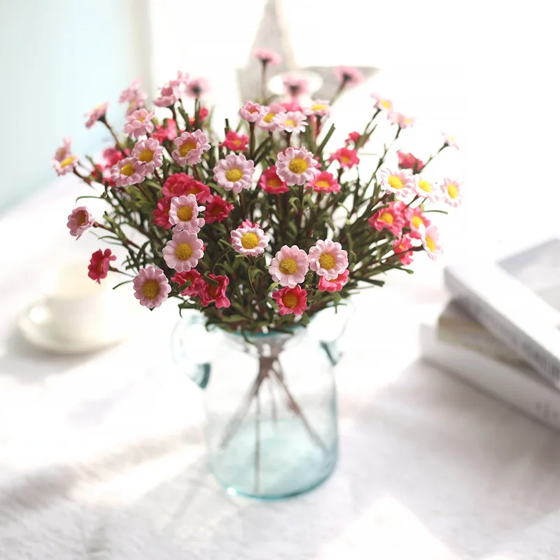 

Nature 8 Head Small Daisy Bouquet Cross Simulation Flower Fashion Wedding Bride Flowers Home Handmade Home Garden Diy Decoration