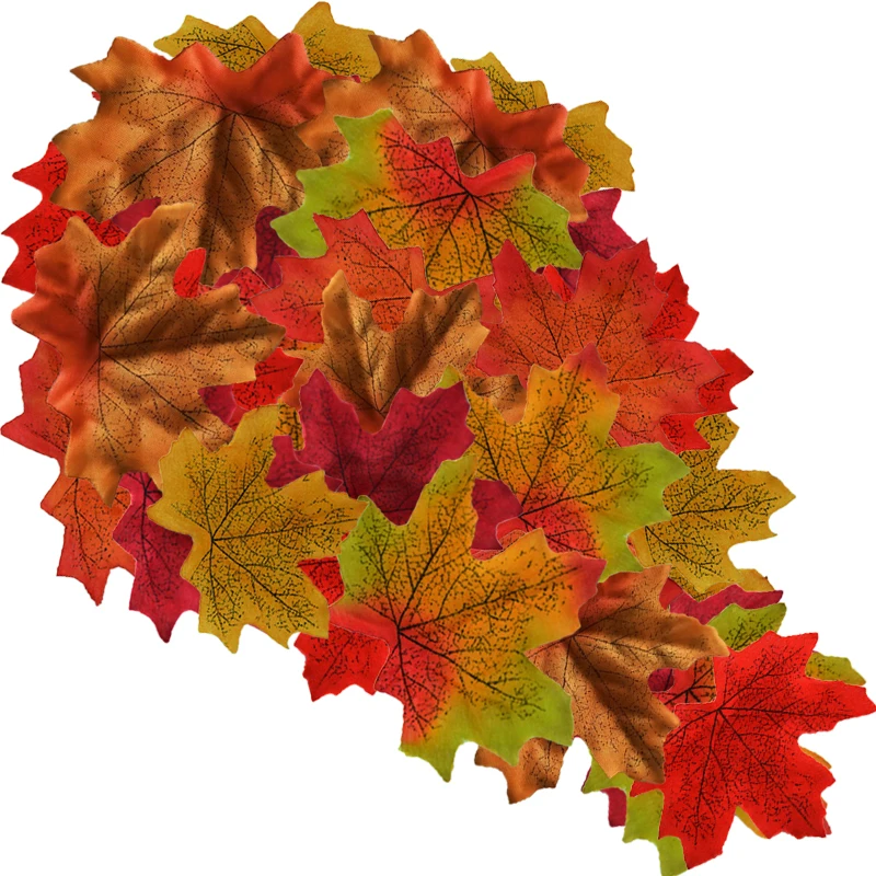 

100Pcs/Pack Artificial Maple Leaves For Home Wedding Party Decor Scrapbooking Craft Multicolor Fall Vivid Fake Flower Leaf P20