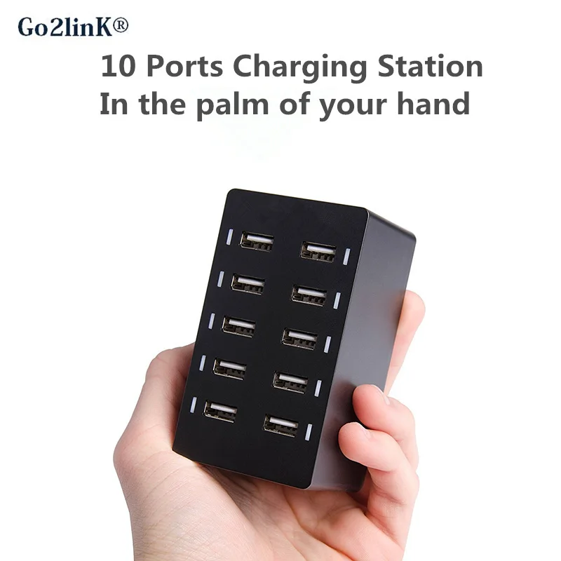 Koop Go2linK 10 Port USB HUB Desktop EU US Plug 8A Mobiele Telefoon Lader Multi Port Snelle Opladen Adapter voor iPhone iPad P10 S8