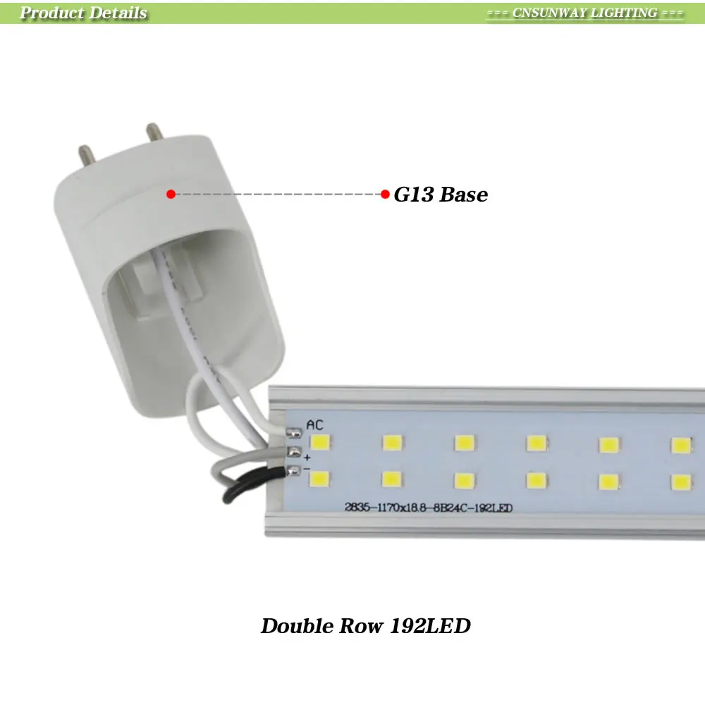 Освещения Sunway 4ft светодиодный Light Tube T8 28 W dual-ended питания двойной ряд AC85-265V G13 SMD2835 светодиодное освещение магазина супер яркий 2800lm