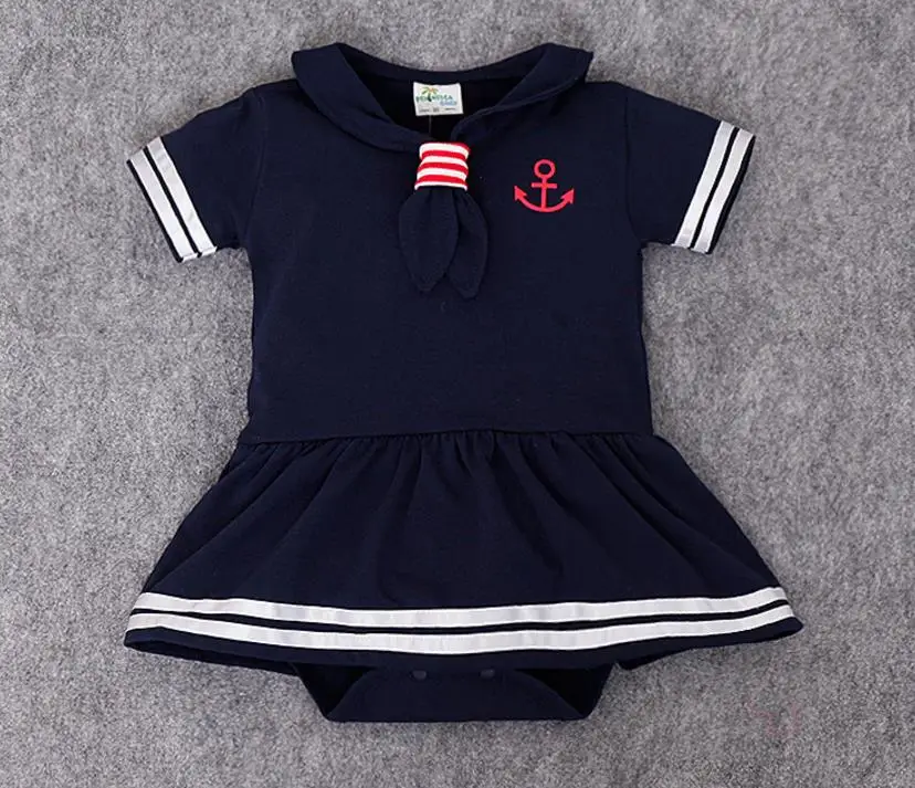 navy girl Одежда для малышей в морском стиле; цельнокроеная одежда унисекс с короткими рукавами для маленьких мальчиков; летняя одежда; комбинезон для новорожденных; детские комбинезоны для первого дня рождения; вечерние комбинезоны для мальчиков - Цвет: navy girl