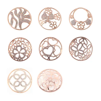

Somsoar Jewelry Hot Sale 3D Rose Gold Coin Disc with Crystal Fit Thin Coins Holder Frame Pendant 1pcs Sale