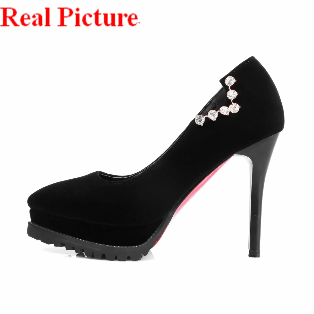 

2017 Plus European shoe size 40 41 42 43 44 45 46 47 48 super high heels Crystal design PU shoes Elegant Style women basic pumps