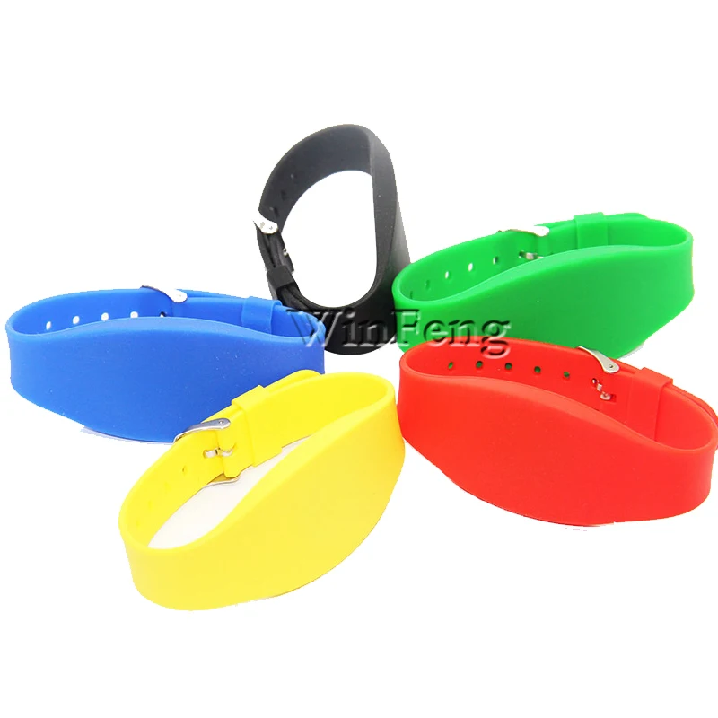 

100PCS/Lot Custom Printing Waterproof ISO14443A 13.56MHZ F08 Silicone RFID Wristband For Access Control