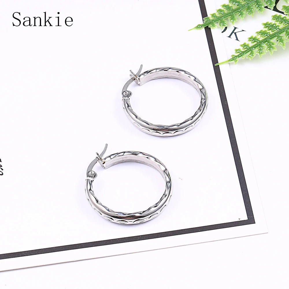Sankie массивные серьги-кольца из нержавеющей стали для женщин оптом серебряные круглые геометрические модные серьги ювелирные изделия