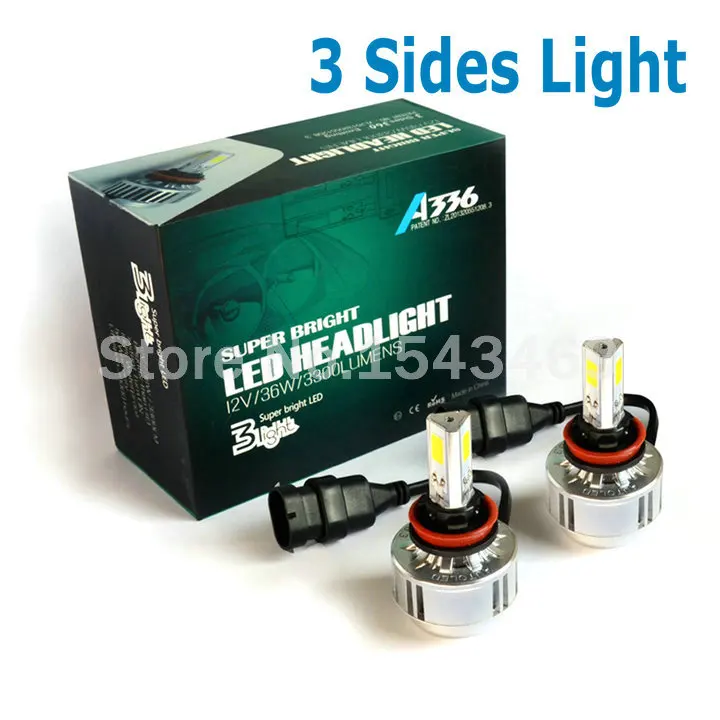 3 Стороны H8 H9 H11 Автомобильные Фары LED 12 В 3300LM светодиодные фары ксеноновые 9006 9005 HB3