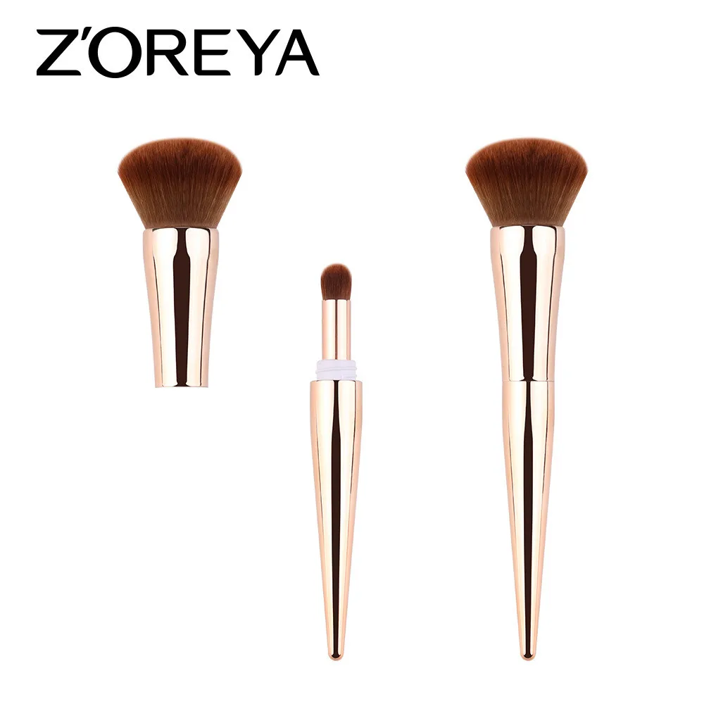 

2019 Brushes ZOREYA Multifunctional Makeup Brush Two In One Nylon Plating Plastic Handle Wholesale Z4