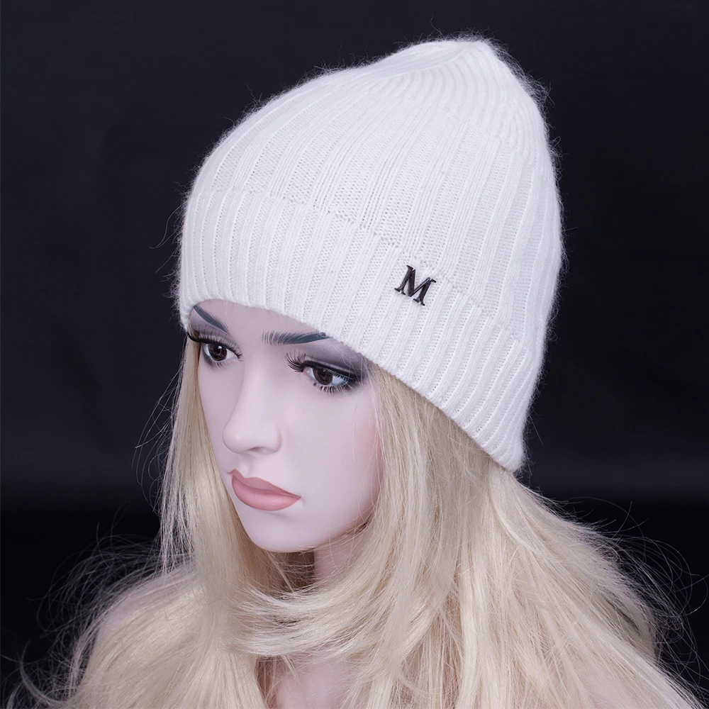 Fashion zipper design wool Beanies hat for women High quality wool rabbit hair blended Knitted