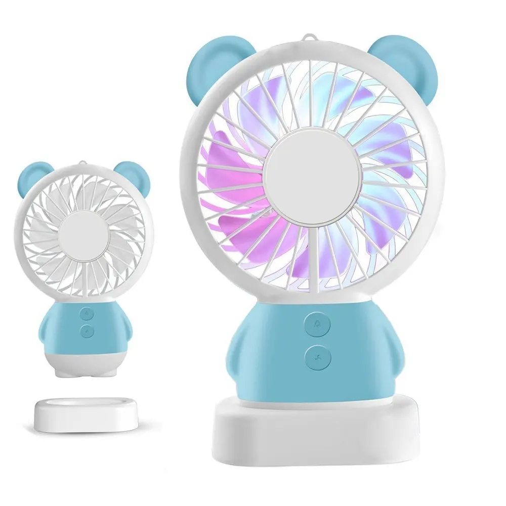 

Cute Bear Handheld Small Fan,Portable Rechargeable Mini Windmill Cooling Fan Toy Multi-color LED Light