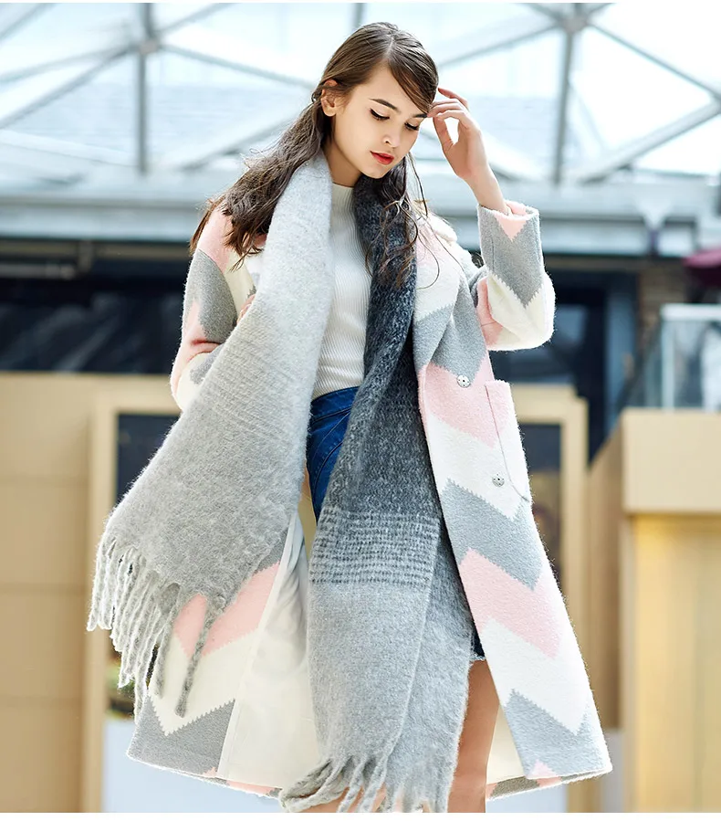 LESIES New Long Jackets Women Poncho Wool Coat High Quality Oversize Fashion Women's Cashmere Coat Female Woolen Blend LS168203