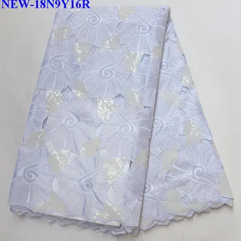 

African Dry Lace Fabrics High Quality For Men Cotton Dry Lace Fabric Swiss Voile With sequins Swiss Voile Lace In Wthie HAZ002