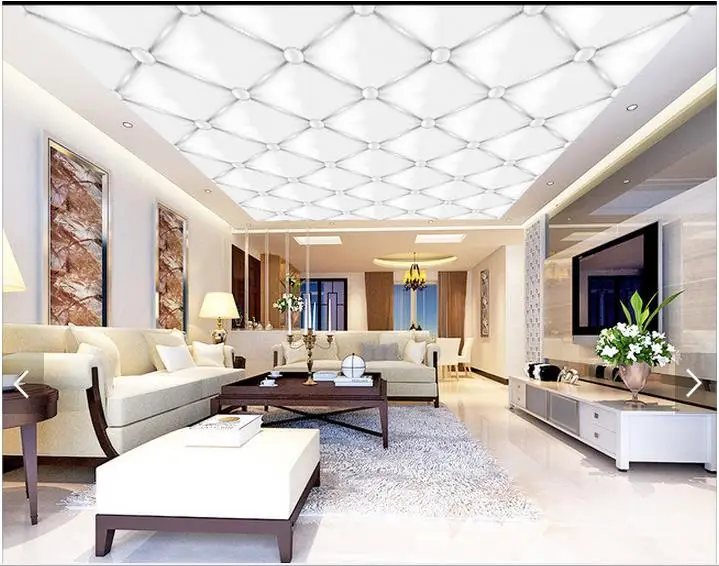 

3d photo wallpaper custom 3d ceiling wallpaper Quietly elegant white soft package condole atmosphere 3d living room wallpaper