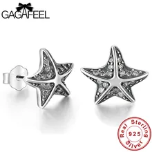 GAGAFEEL подлинные 925 пробы серебряные серьги-гвоздики со звездами для женщин, белые прозрачные CZ Кристальные совместимые ювелирные изделия, серьги, Прямая поставка